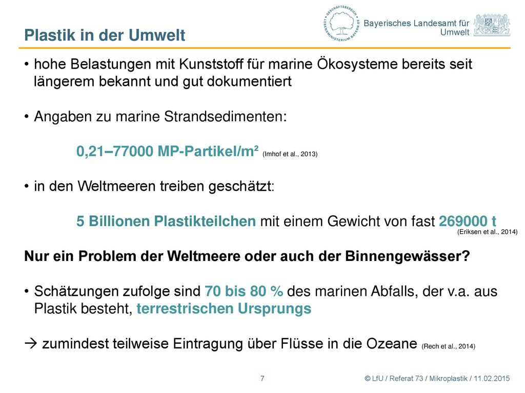Plastik in der Umwelt hohe Belastungen mit Kunststoff für marine Ökosysteme bereits seit längerem bekannt und gut dokumentiert.