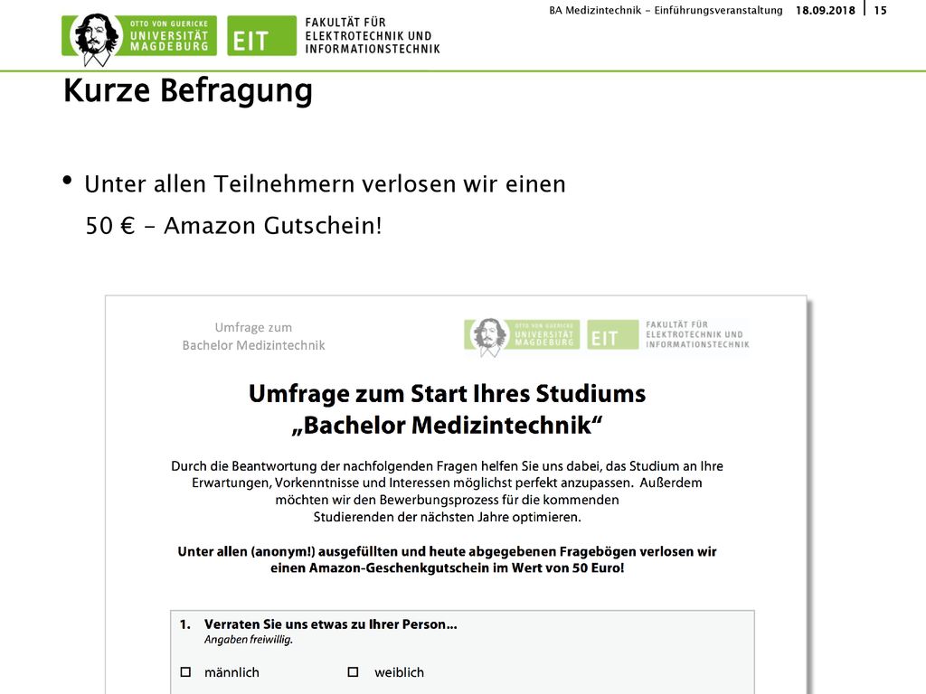Kurze Befragung Unter allen Teilnehmern verlosen wir einen 50 € - Amazon Gutschein!