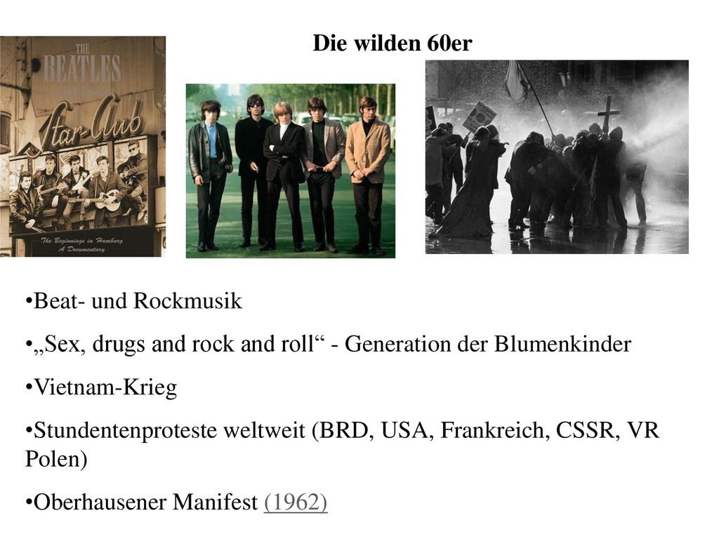 Die wilden 60er Beat- und Rockmusik. „Sex, drugs and rock and roll - Generation der Blumenkinder.