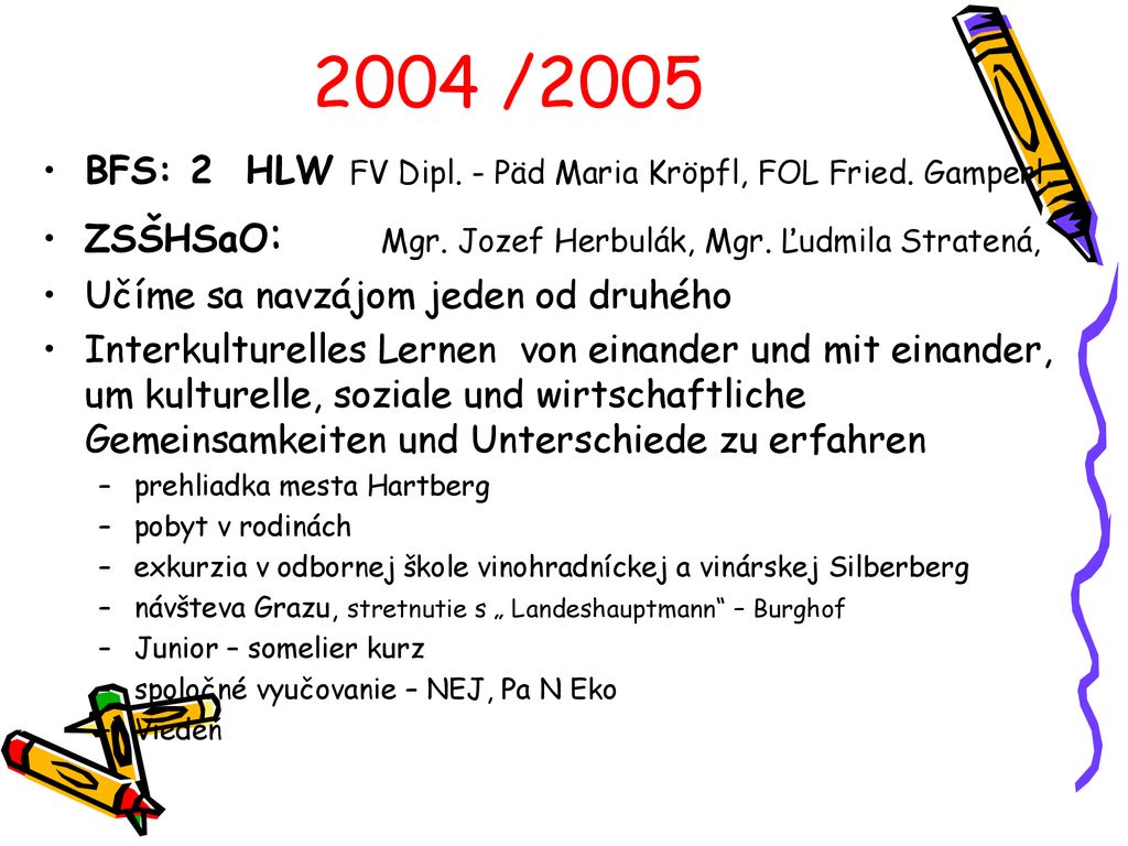2004 /2005 BFS: 2 HLW FV Dipl. - Päd Maria Kröpfl, FOL Fried. Gamperl,