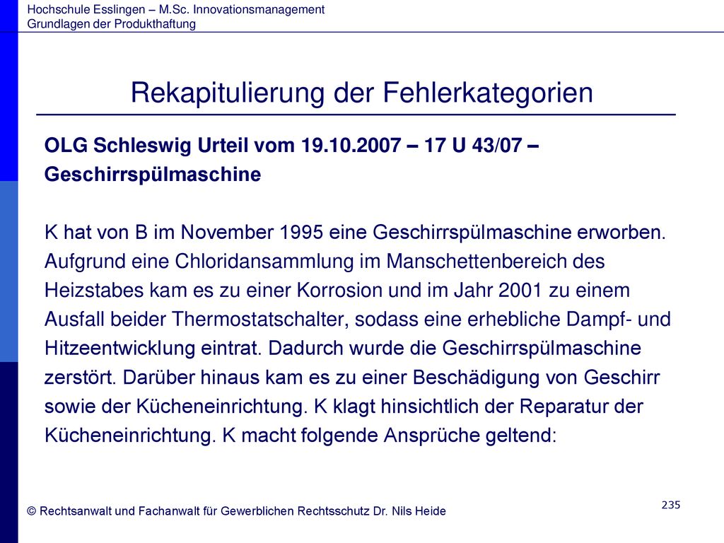 Rekapitulierung der Fehlerkategorien