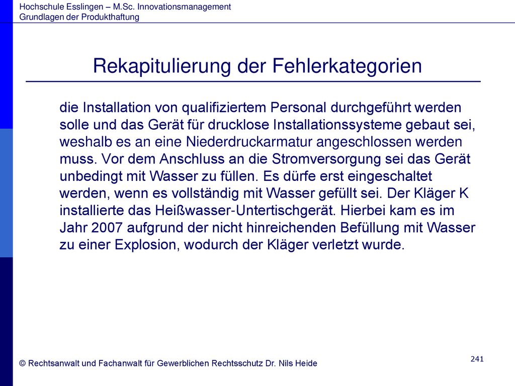 Rekapitulierung der Fehlerkategorien
