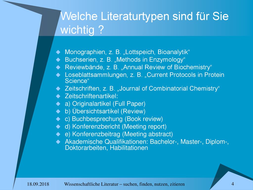 Welche Literaturtypen sind für Sie wichtig