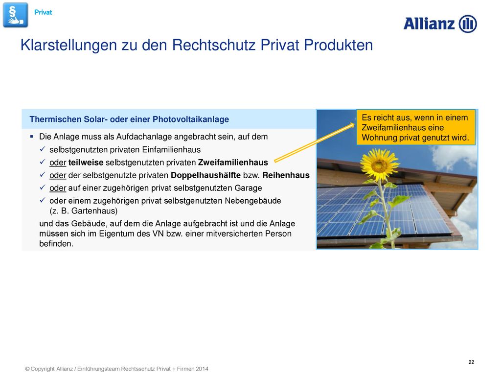 Klarstellungen zu den Rechtschutz Privat Produkten
