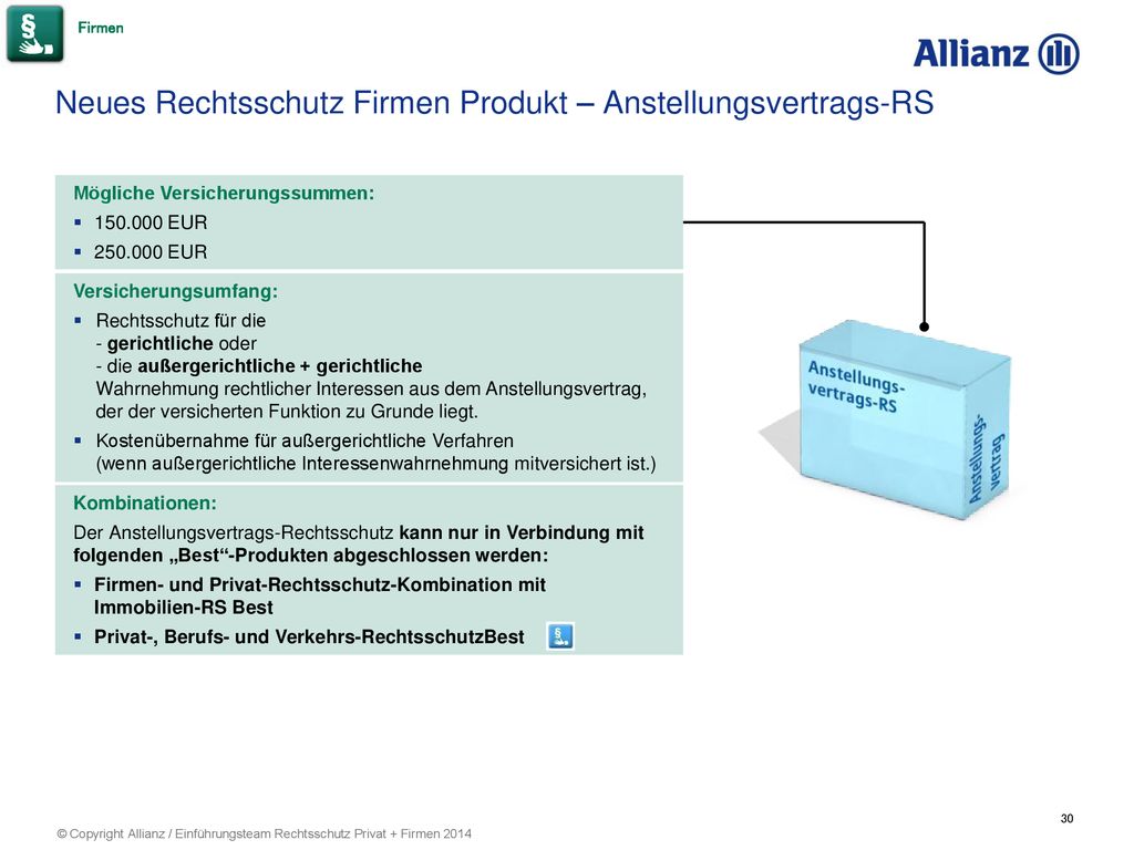 Neues Rechtsschutz Firmen Produkt – Anstellungsvertrags-RS