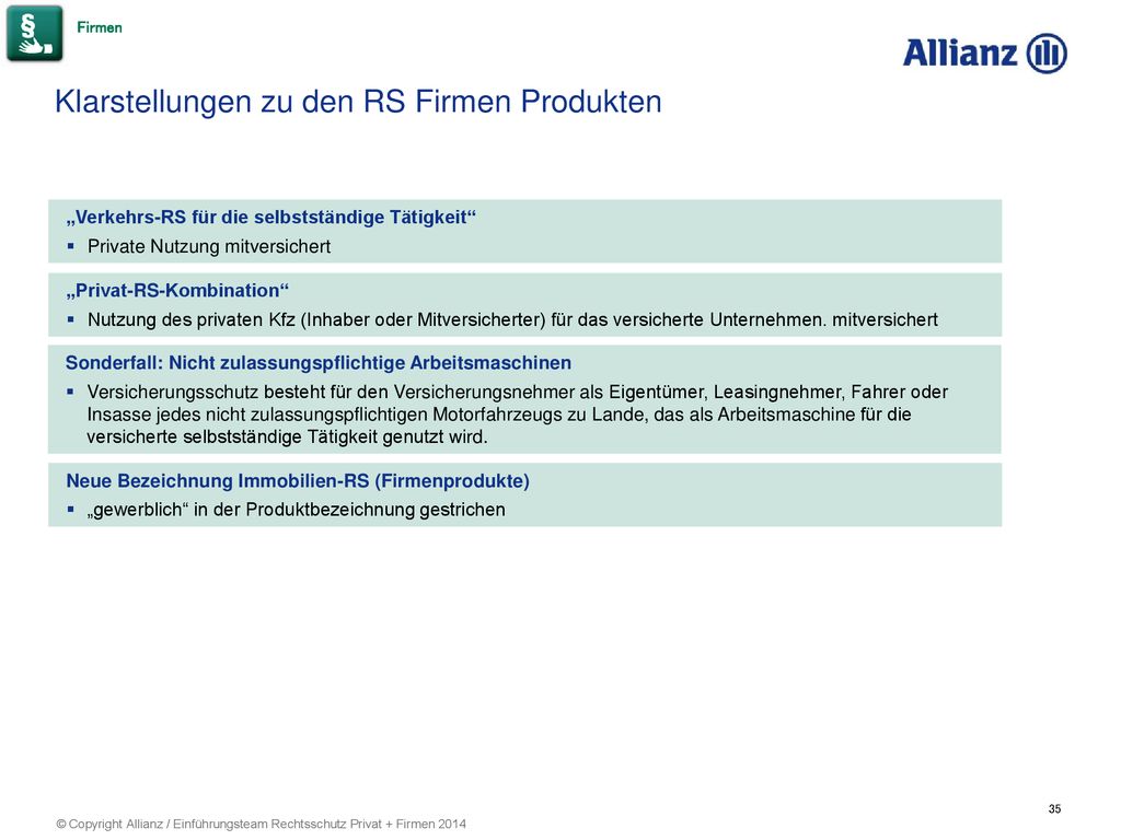 Klarstellungen zu den RS Firmen Produkten