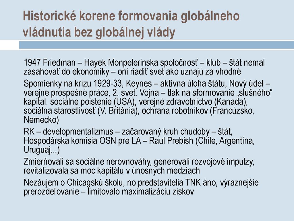 Historické korene formovania globálneho vládnutia bez globálnej vlády