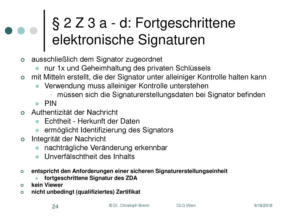 § 2 Z 3 a - d: Fortgeschrittene elektronische Signaturen