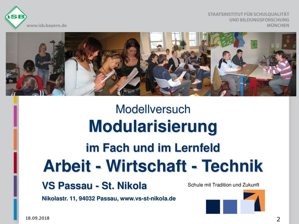 Modellversuch Modularisierung im Fach und im Lernfeld Arbeit - Wirtschaft - Technik