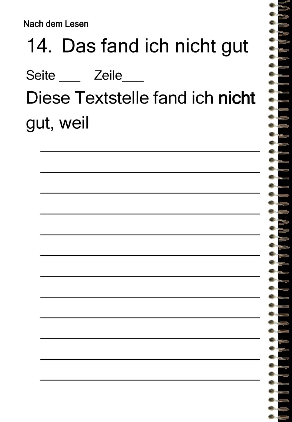 Das fand ich nicht gut Diese Textstelle fand ich nicht