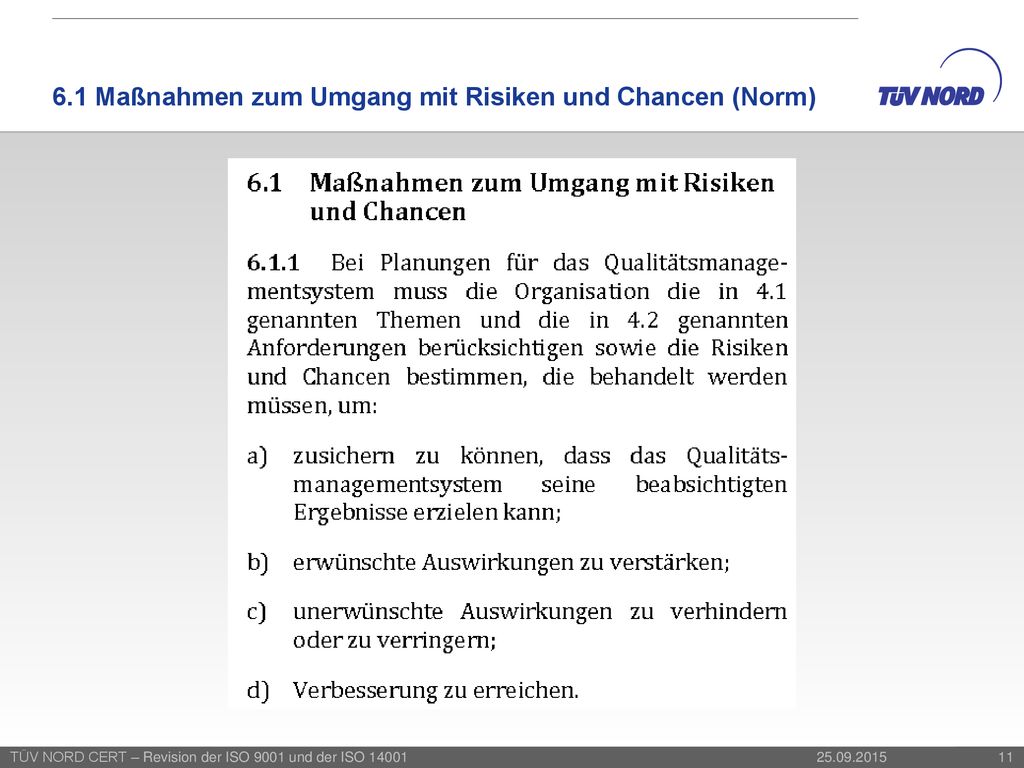 6.1 Maßnahmen zum Umgang mit Risiken und Chancen (Norm)
