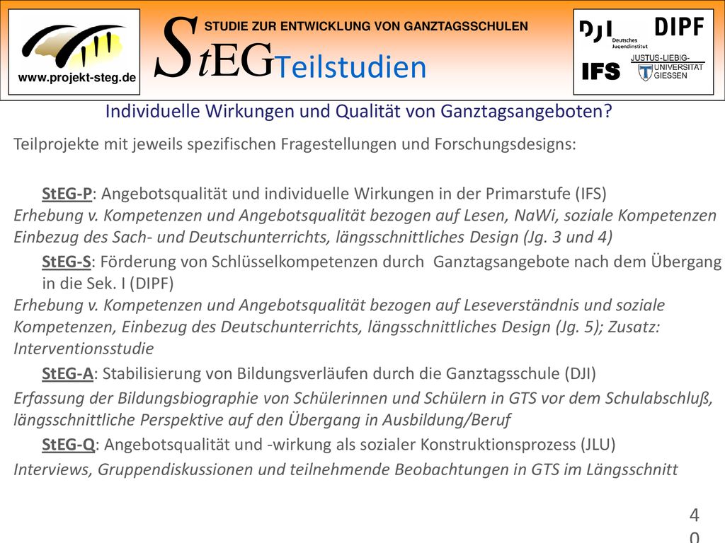 Individuelle Wirkungen und Qualität von Ganztagsangeboten