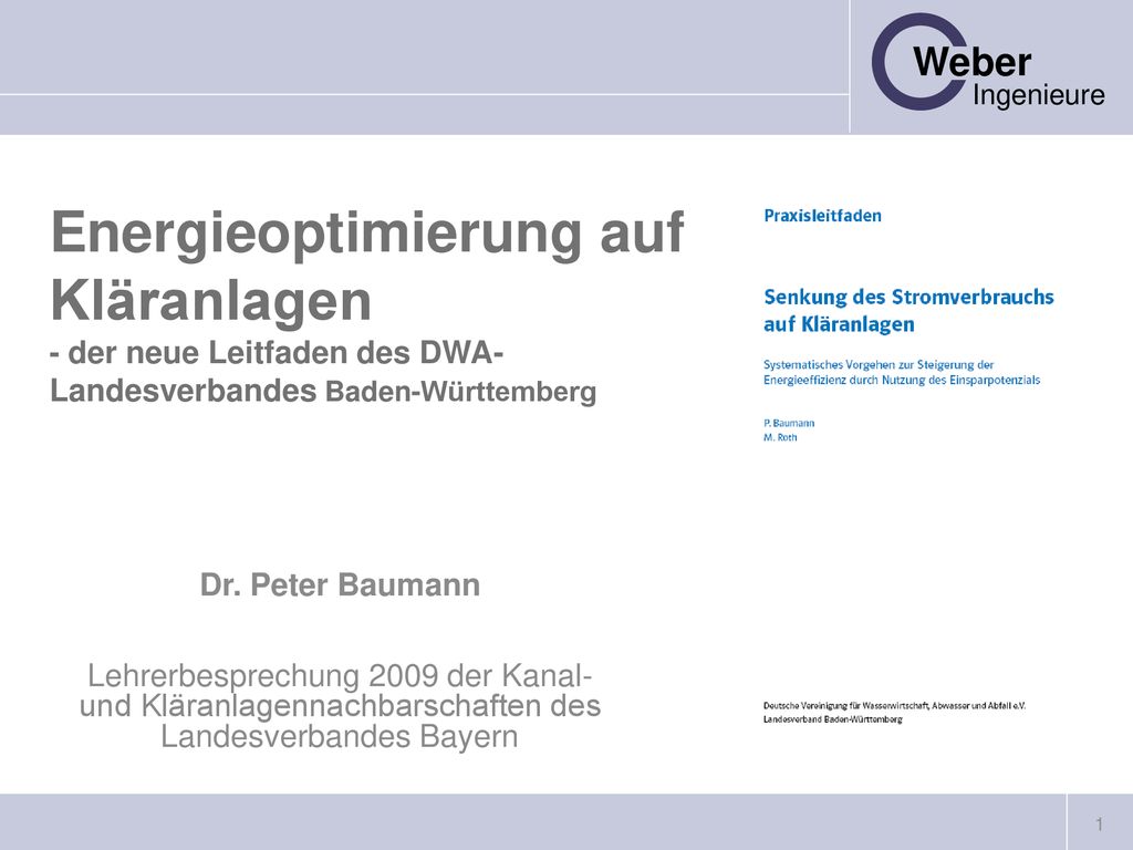 Energieoptimierung auf Kläranlagen - der neue Leitfaden des DWA-Landesverbandes Baden-Württemberg