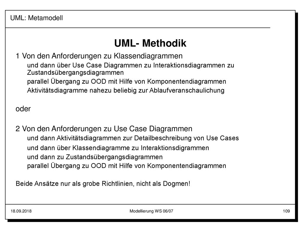 UML- Methodik 1 Von den Anforderungen zu Klassendiagrammen oder