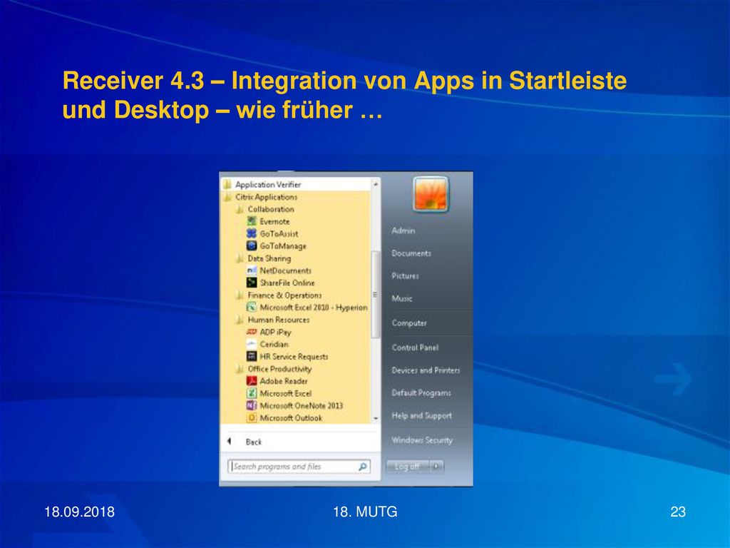 Receiver 4.3 – Integration von Apps in Startleiste und Desktop – wie früher …