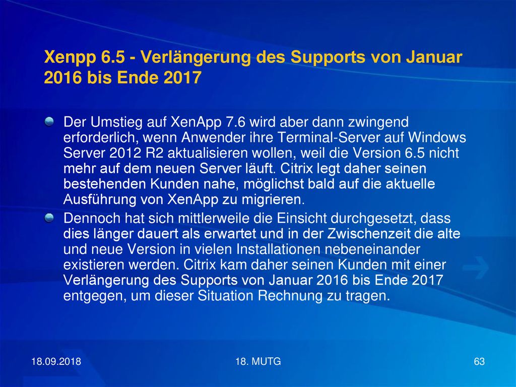 Xenpp Verlängerung des Supports von Januar 2016 bis Ende 2017