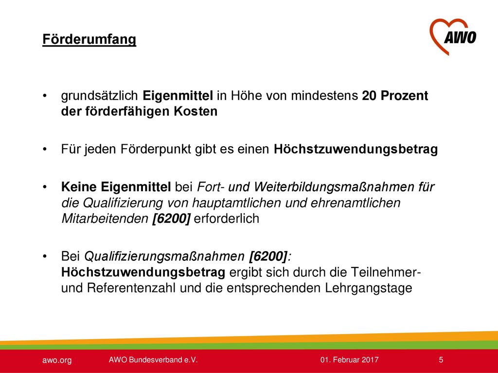 Förderumfang grundsätzlich Eigenmittel in Höhe von mindestens 20 Prozent der förderfähigen Kosten.