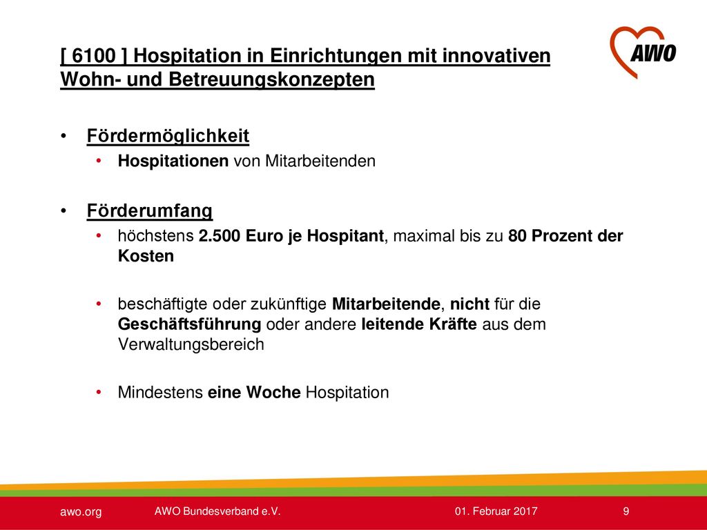 [ 6100 ] Hospitation in Einrichtungen mit innovativen Wohn- und Betreuungskonzepten