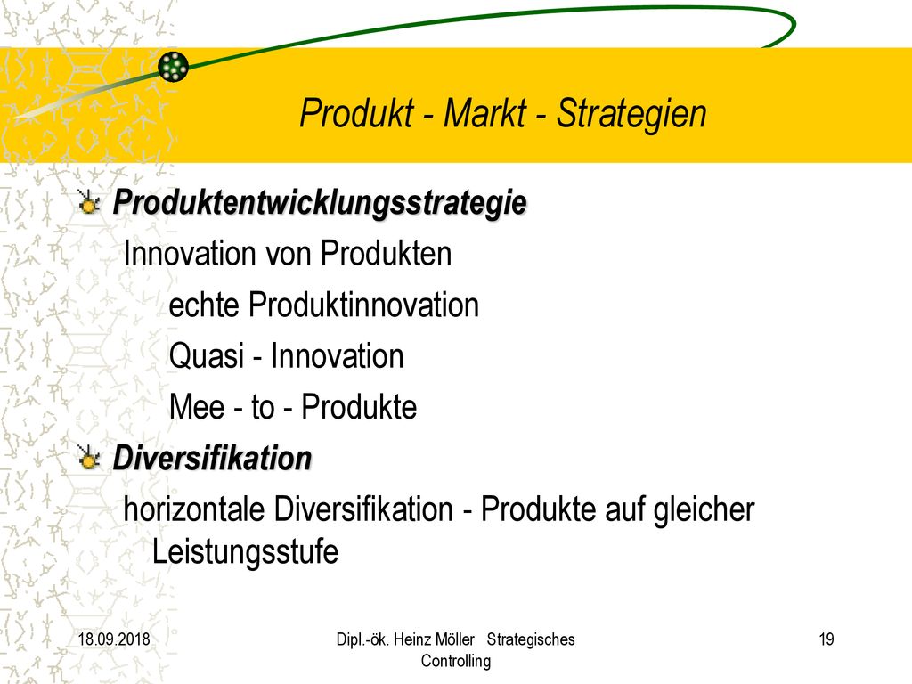 Produkt - Markt - Strategien
