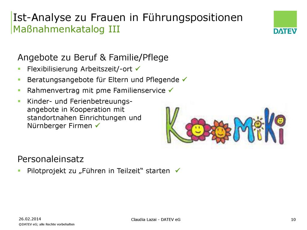 Ist-Analyse zu Frauen in Führungspositionen Maßnahmenkatalog III