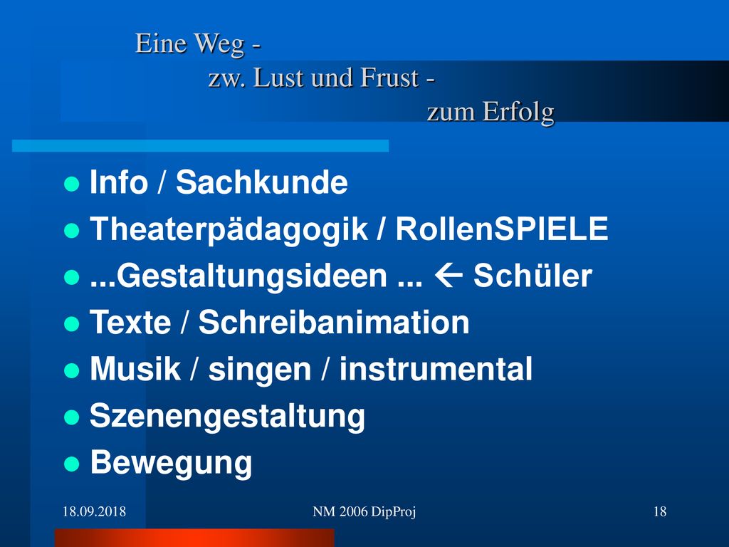 Eine Weg - zw. Lust und Frust - zum Erfolg