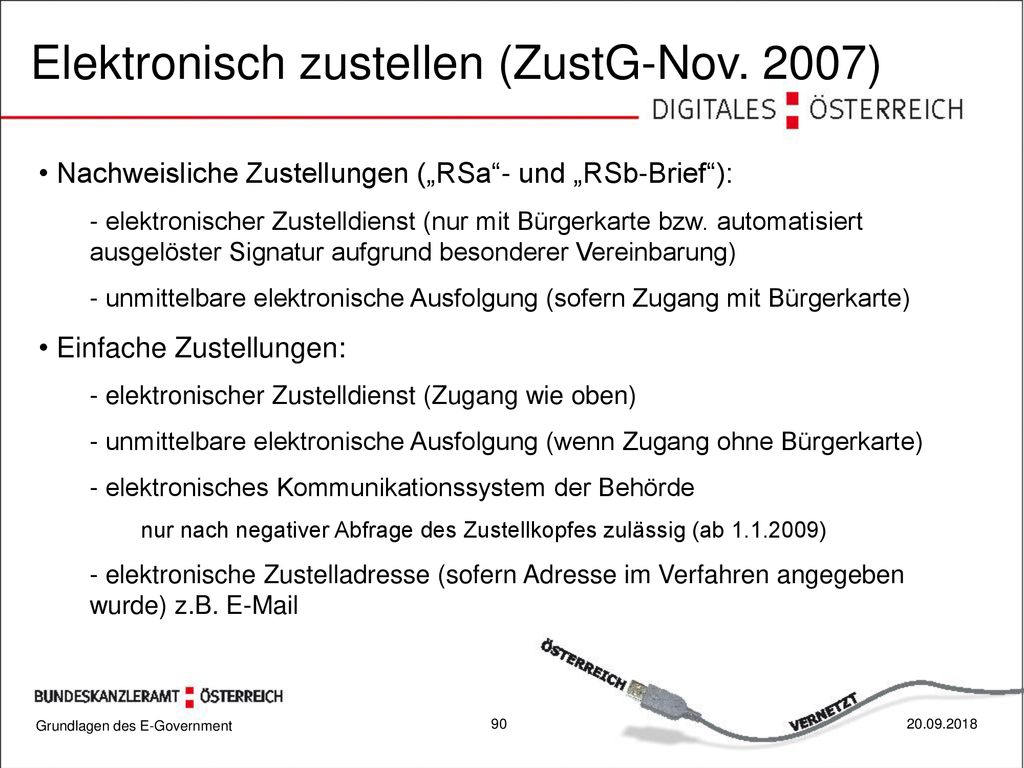 Elektronisch zustellen (ZustG-Nov. 2007)