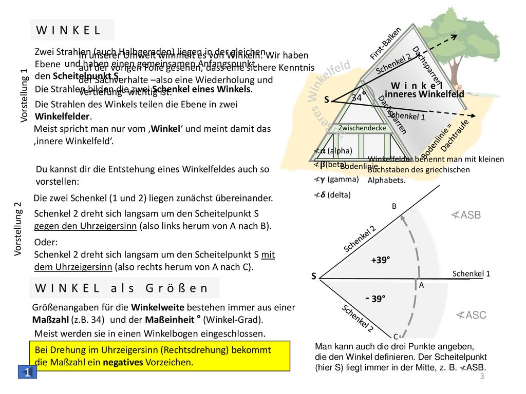 WINKEL äußeres Winkelfeld ° ≮ASB WINKEL als Größen - ≮ASC 1
