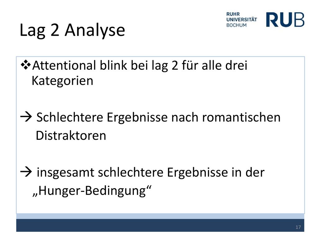 Lag 2 Analyse Attentional blink bei lag 2 für alle drei Kategorien
