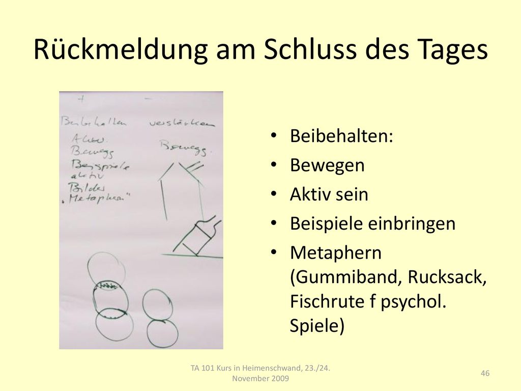 Rückmeldung am Schluss des Tages