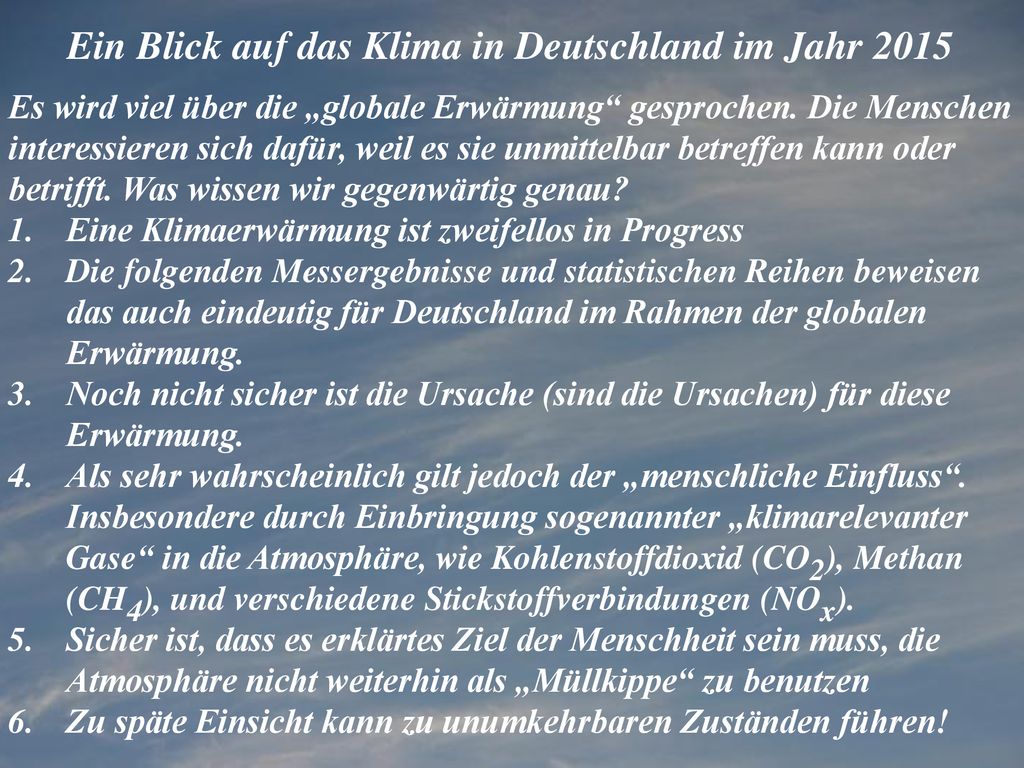 Ein Blick auf das Klima in Deutschland im Jahr 2015