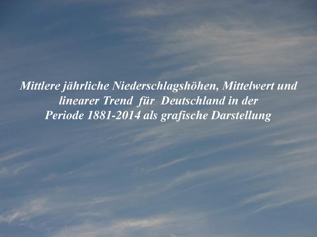 Mittlere jährliche Niederschlagshöhen, Mittelwert und linearer Trend für Deutschland in der Periode als grafische Darstellung