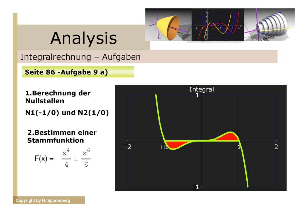 Analysis Integralrechnung – Aufgaben F(x) = Seite 86 -Aufgabe 9 a)