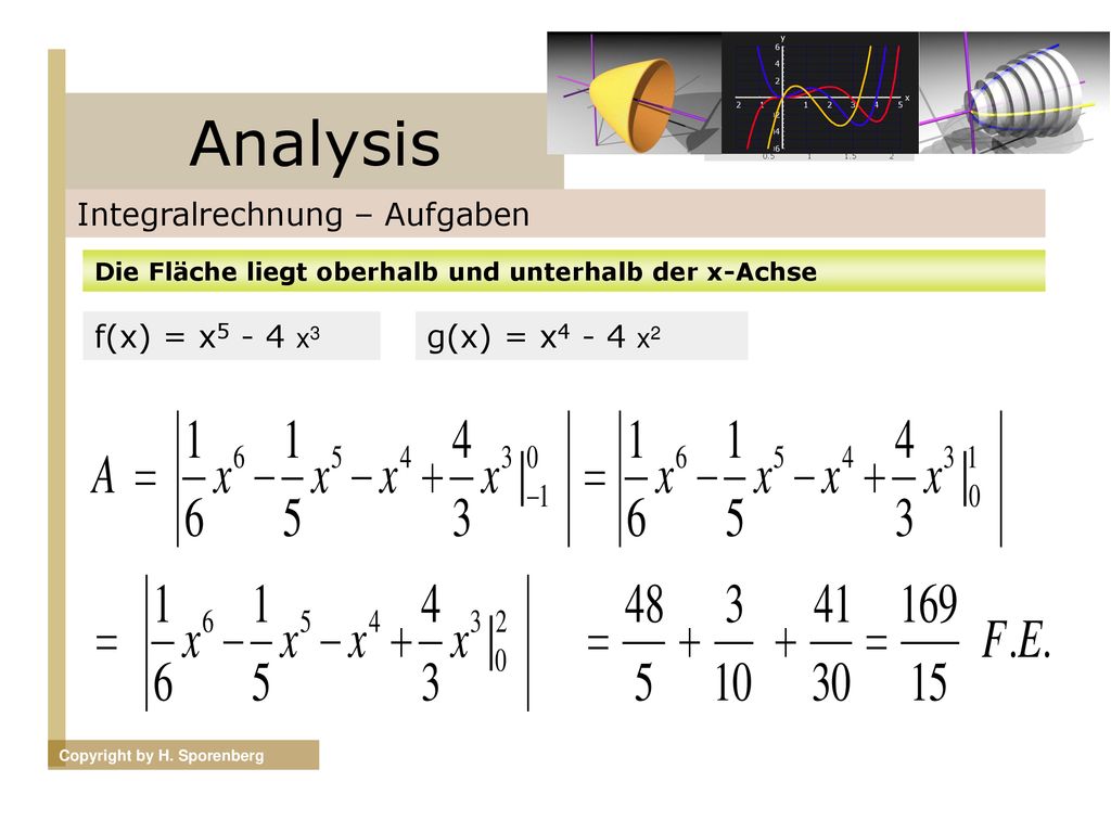 Analysis Integralrechnung – Aufgaben f(x) = x5 - 4 x3 g(x) = x4 - 4 x2