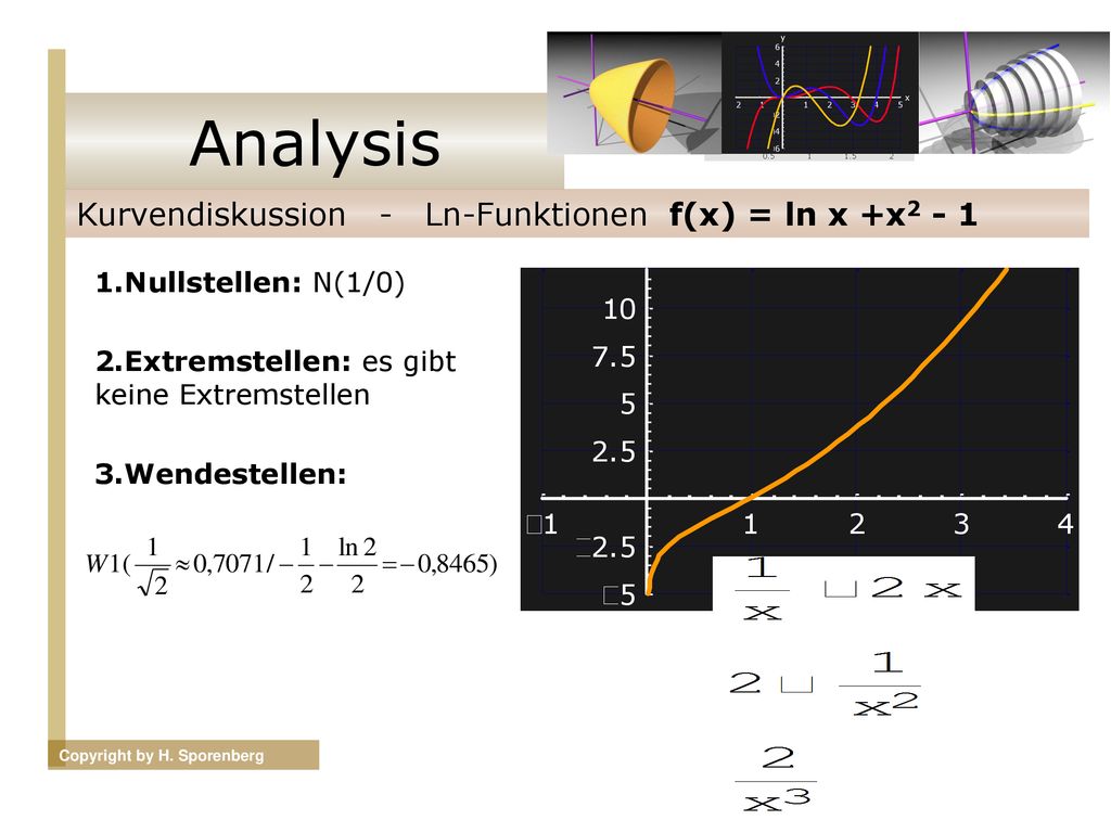 Analysis Kurvendiskussion - Ln-Funktionen f(x) = ln x +x2 - 1