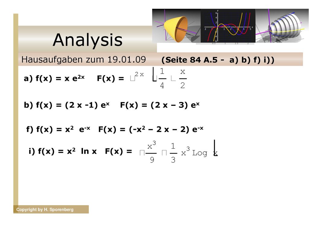 Analysis Hausaufgaben zum (Seite 84 A.5 - a) b) f) i))