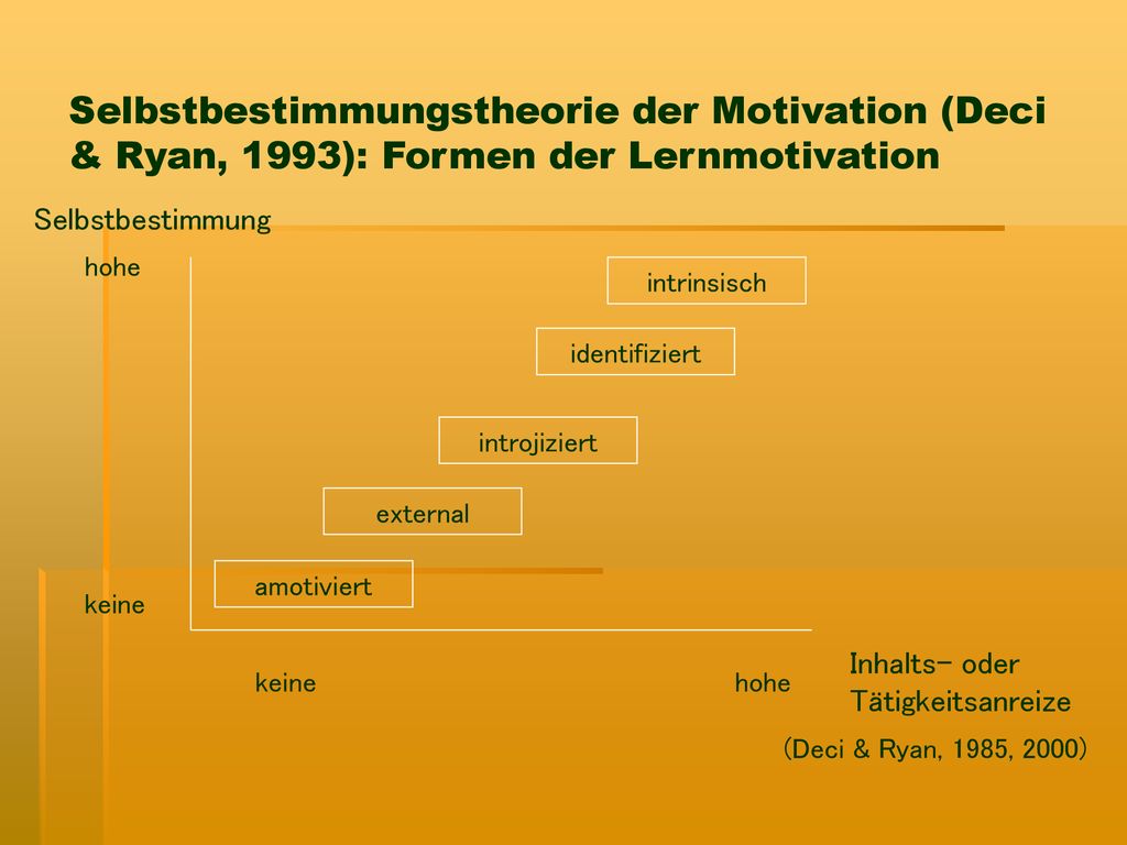 Selbstbestimmungstheorie der Motivation (Deci & Ryan, 1993): Formen der Lernmotivation