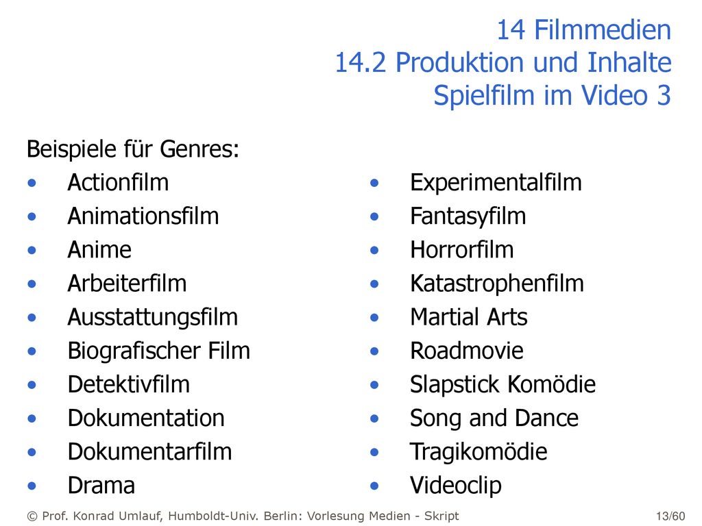 14 Filmmedien 14.2 Produktion und Inhalte Spielfilm im Video 3