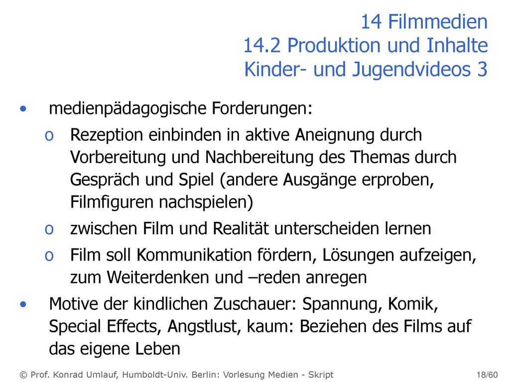 14 Filmmedien 14.2 Produktion und Inhalte Kinder- und Jugendvideos 3