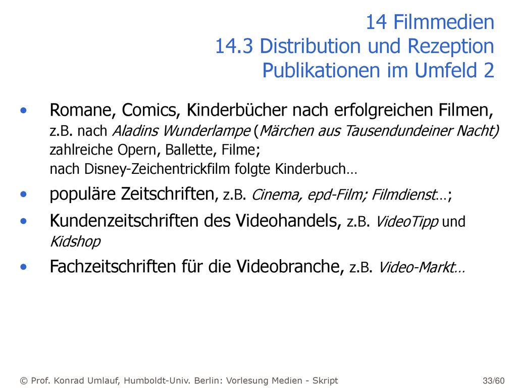 14 Filmmedien 14.3 Distribution und Rezeption Publikationen im Umfeld 2