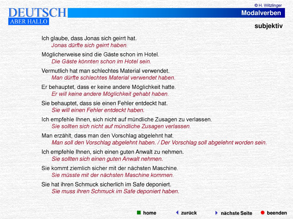 Modalverben subjektiv  beenden  nächste Seite  home zurück