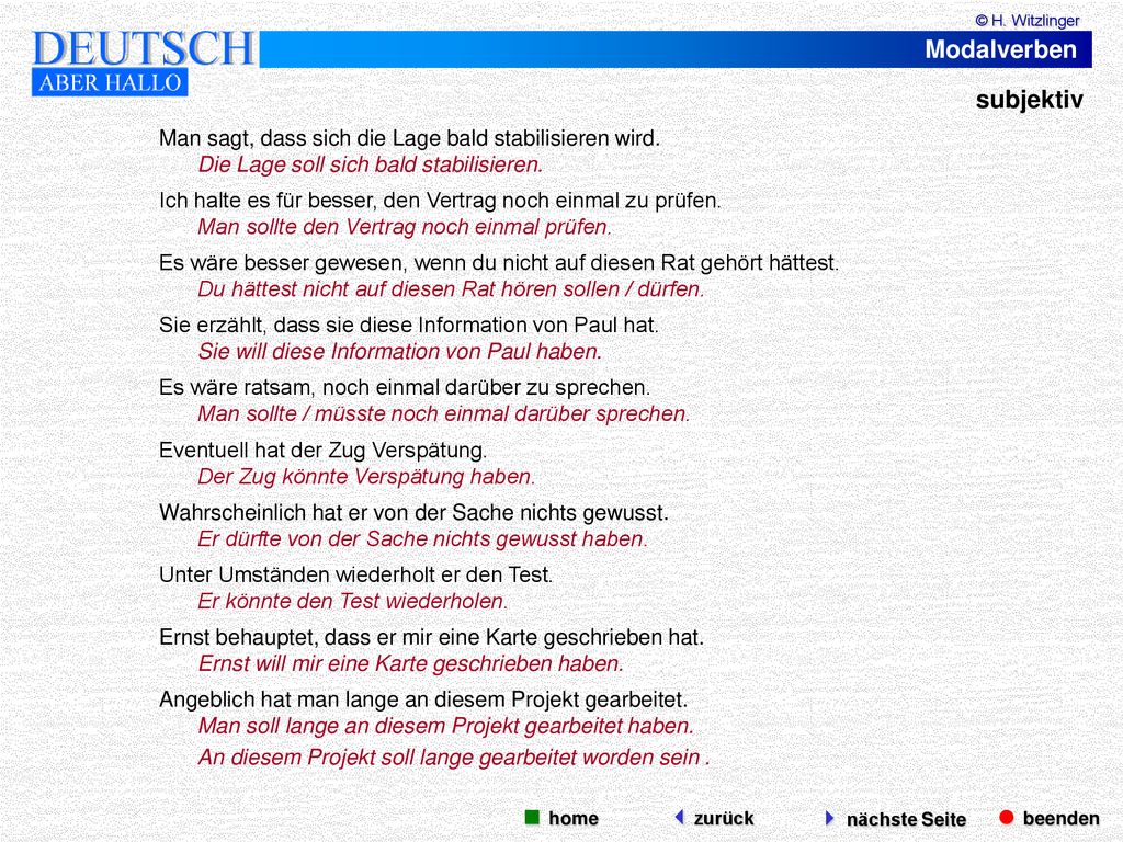 Modalverben subjektiv  beenden  nächste Seite  home zurück