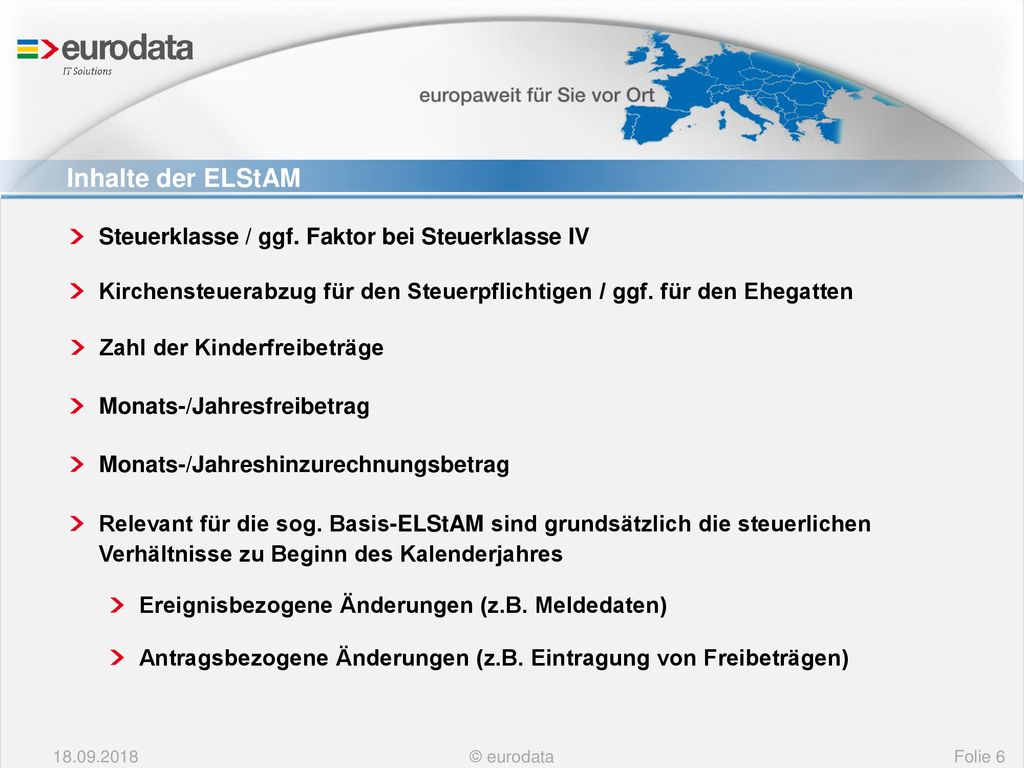 Inhalte der ELStAM Steuerklasse / ggf. Faktor bei Steuerklasse IV