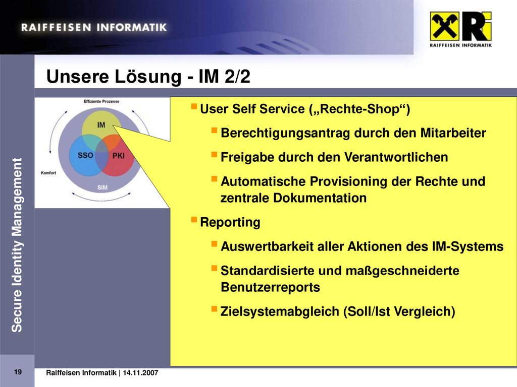 Unsere Lösung - IM 2/2 User Self Service („Rechte-Shop )