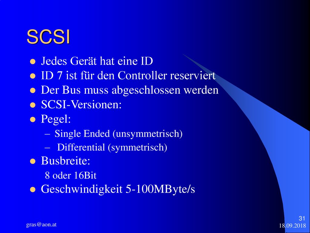 SCSI Jedes Gerät hat eine ID ID 7 ist für den Controller reserviert