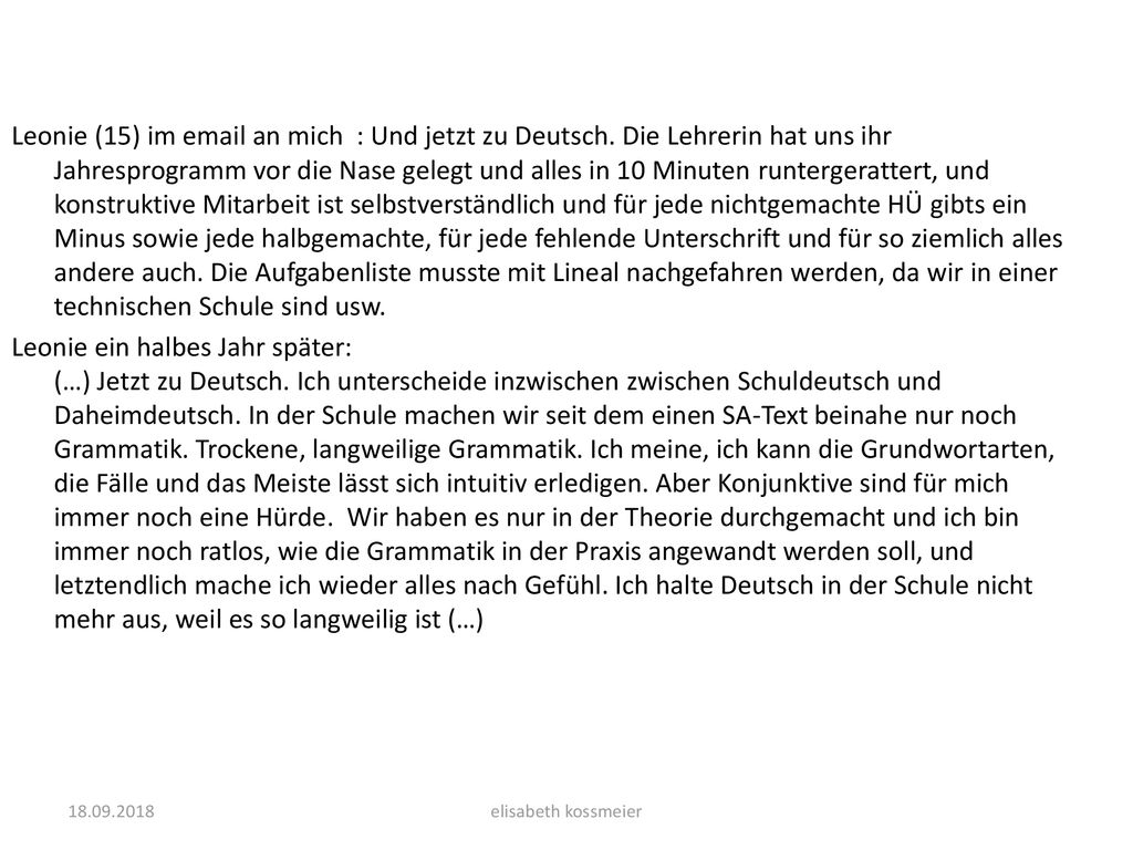 Leonie (15) im  an mich : Und jetzt zu Deutsch