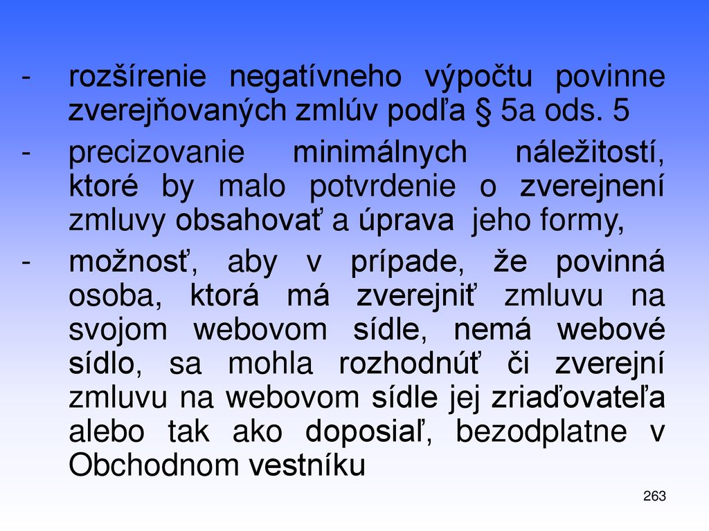 rozšírenie negatívneho výpočtu povinne zverejňovaných zmlúv podľa § 5a ods. 5