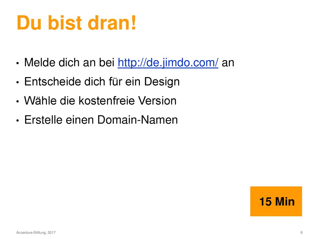 Du bist dran! Melde dich an bei   an