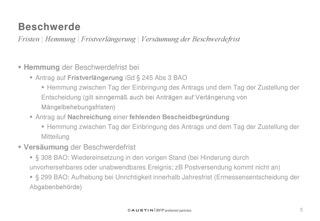 Beschwerde Fristen | Hemmung | Fristverlängerung | Versäumung der Beschwerdefrist. Hemmung der Beschwerdefrist bei.