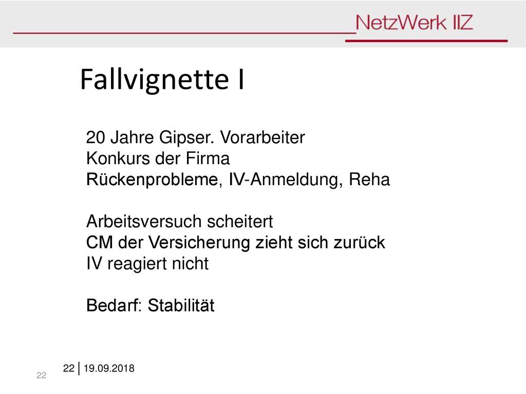 Fallvignette I 20 Jahre Gipser. Vorarbeiter Konkurs der Firma