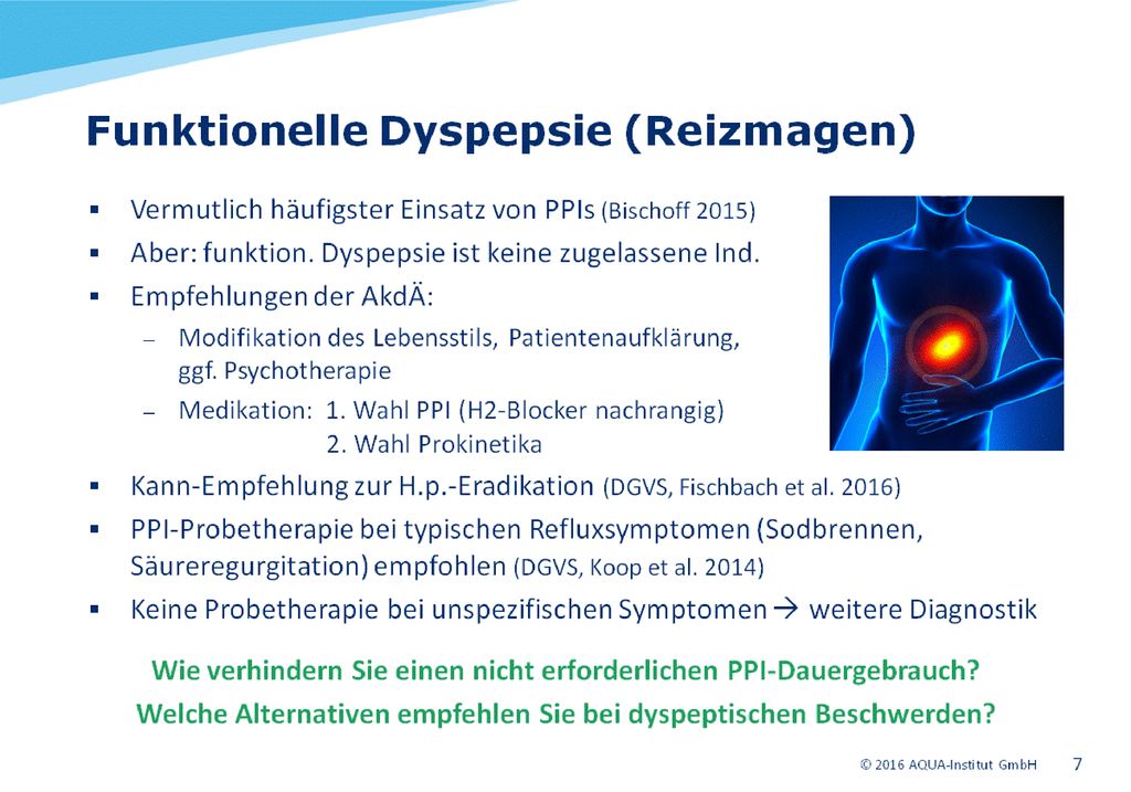 AkdÄ -Handlungsleitlinie „Empfehlungen zur Therapie bei Funktioneller Dyspepsie und Reizdarmsyndrom (2010):
